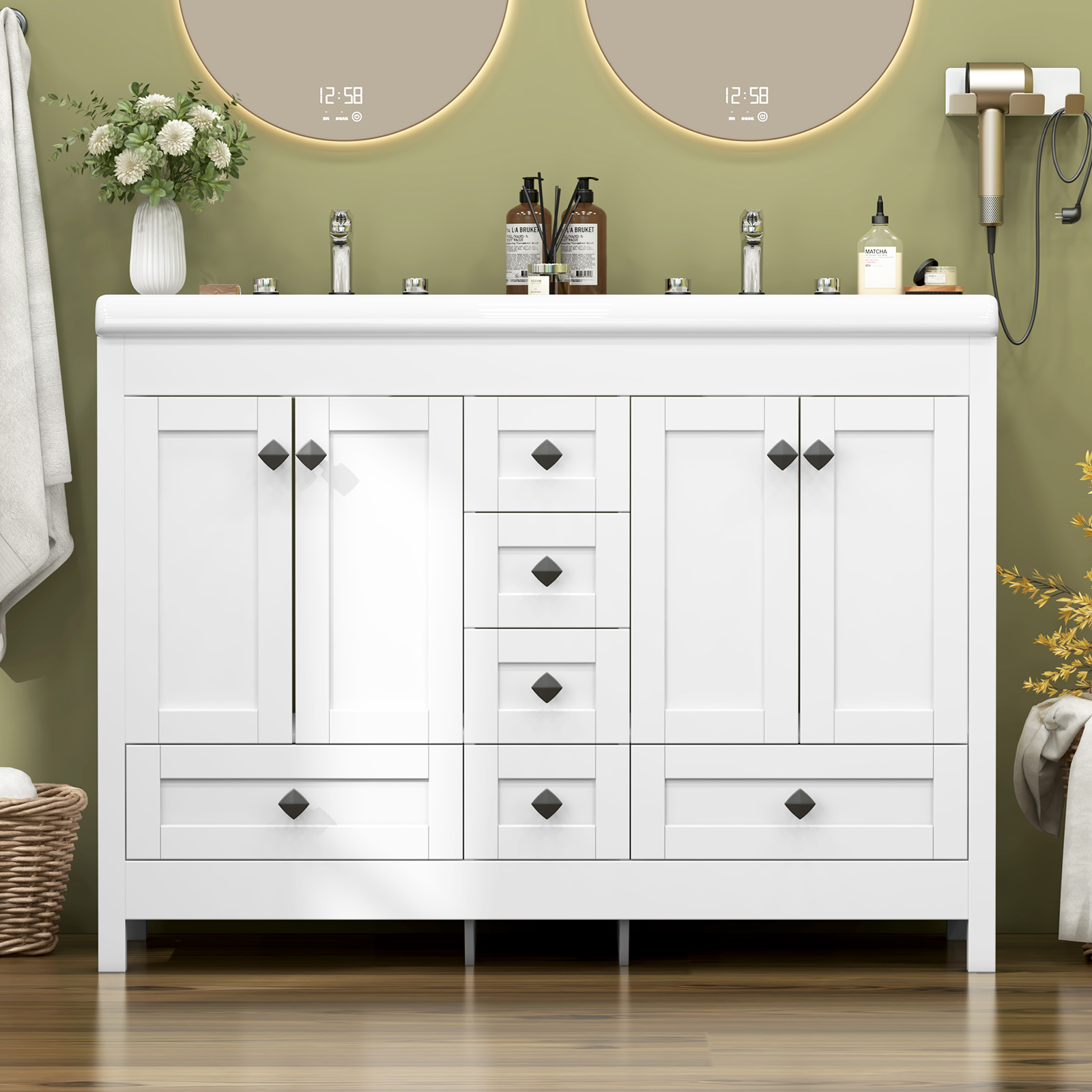 47.3 Inch White Bathroom Vanit - đánh giá và giá Home Bathroom Vanity Combo