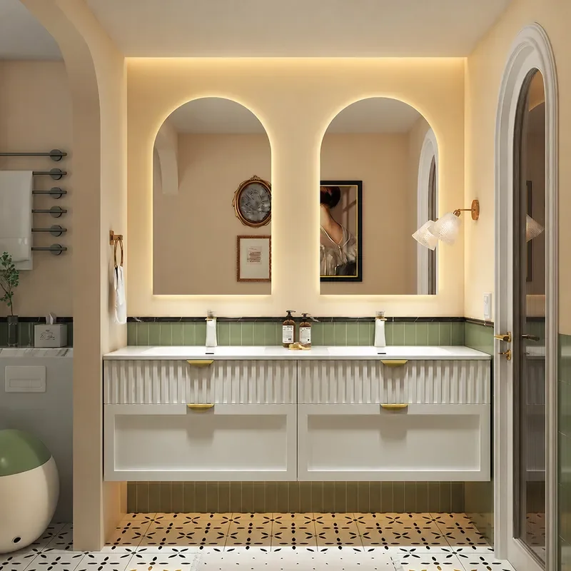 Cream Style Bathroom Cabinet w - đánh giá và giá Home Bathroom Vanity Combo