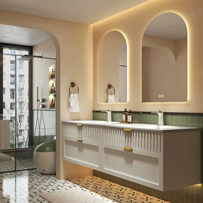 Cream Style Bathroom Cabinet w - đánh giá và giá Home Bathroom Vanity Combo